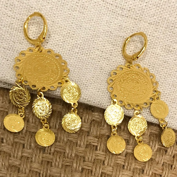 Coin Earring, Lira Earrings, Middle East Jewelry, Dangle and dangle earrings New - Picture 4 of 5